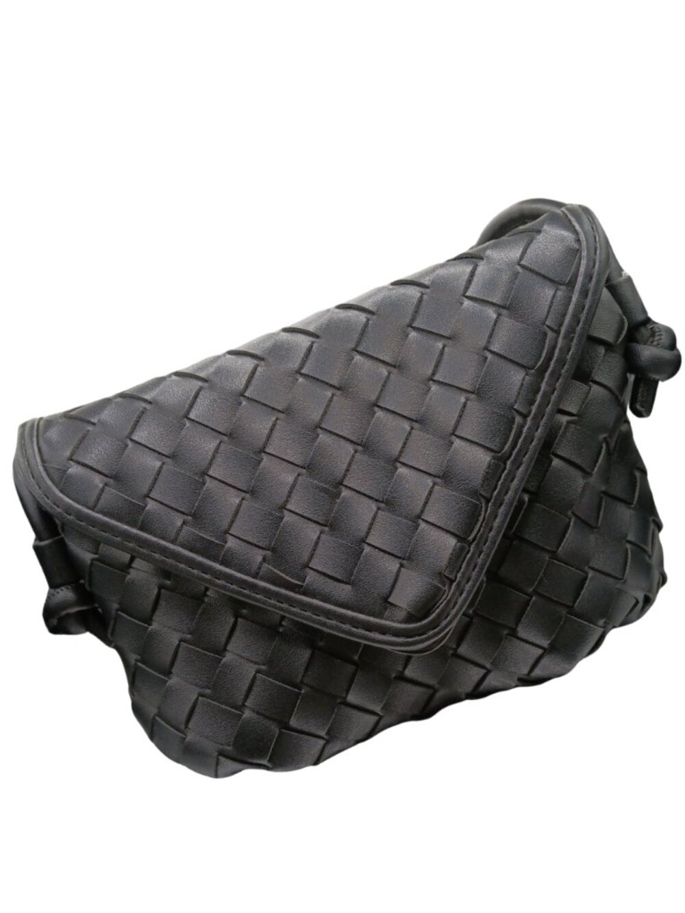 Urban Expressions Woven Envelope Crossbody Bag Black Color w Gold tone Hardware